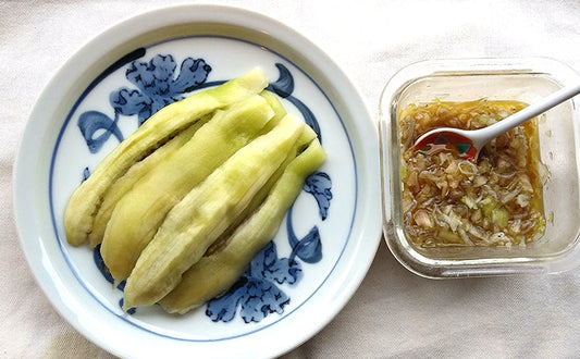 ふっくら蒸しナスの香味だれ